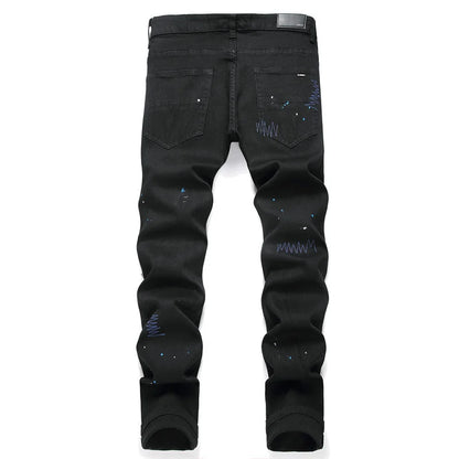 Ripped-Cross Slim Fit Jeans